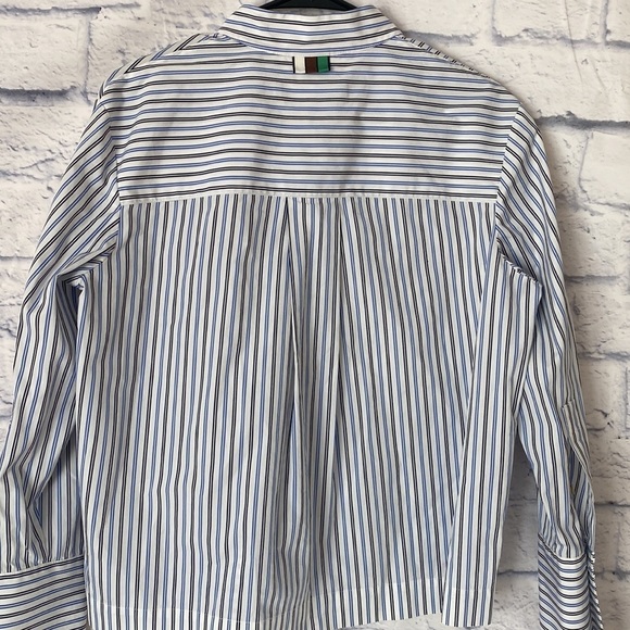 Diane von Furstenberg blue striped button down shirt size 2 - Picture 4 of 9